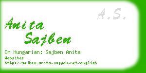 anita sajben business card